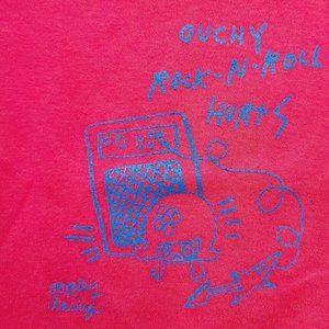 Vintage Oopsy Daisy Tshirt, Ouchy Rock N Roll Hurts, Womens, Red, Small